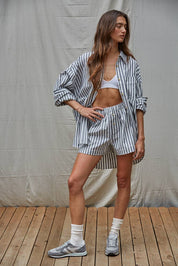 Sail Away Stripe Shorts Navy