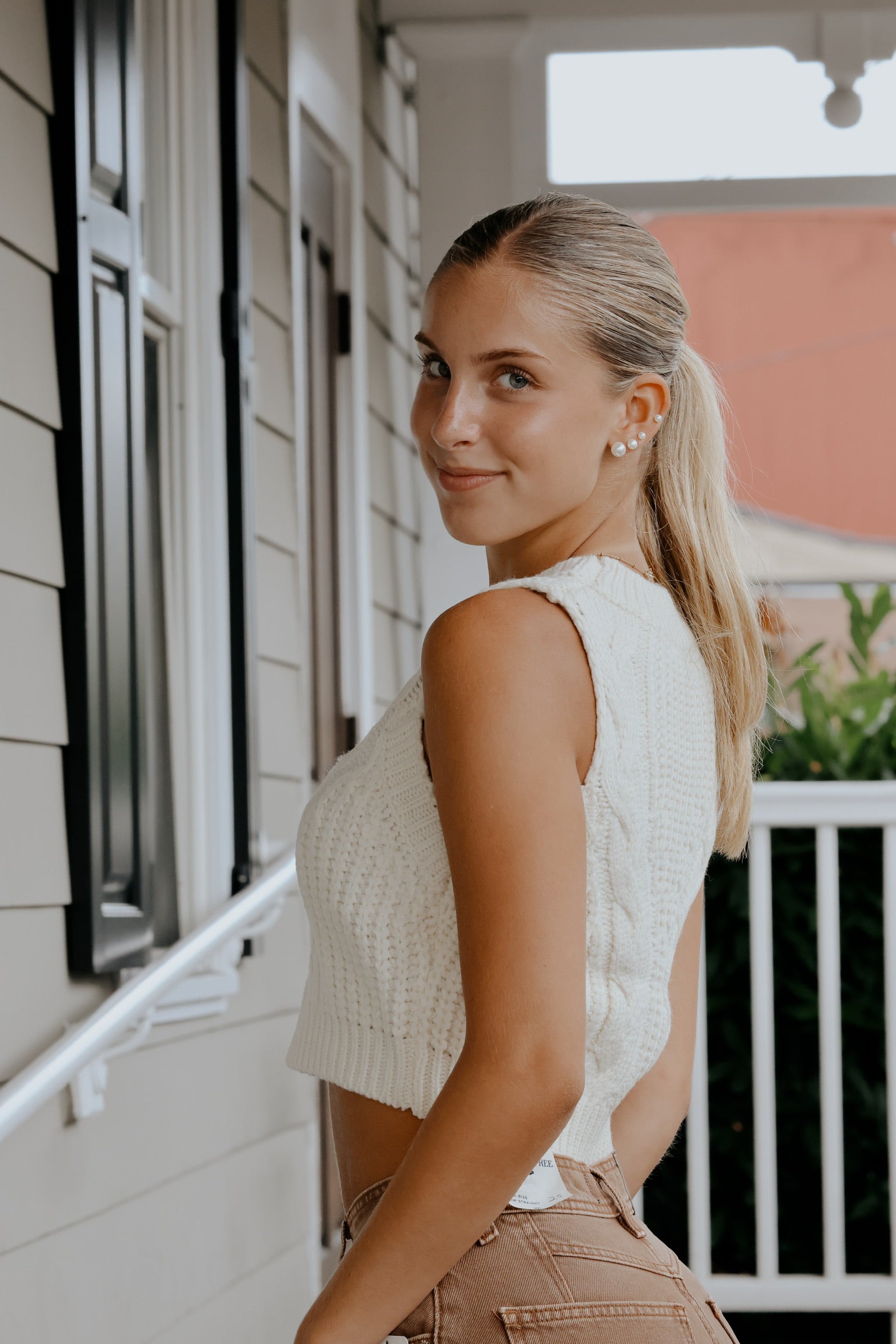 Classic Cable Knit Top Cream