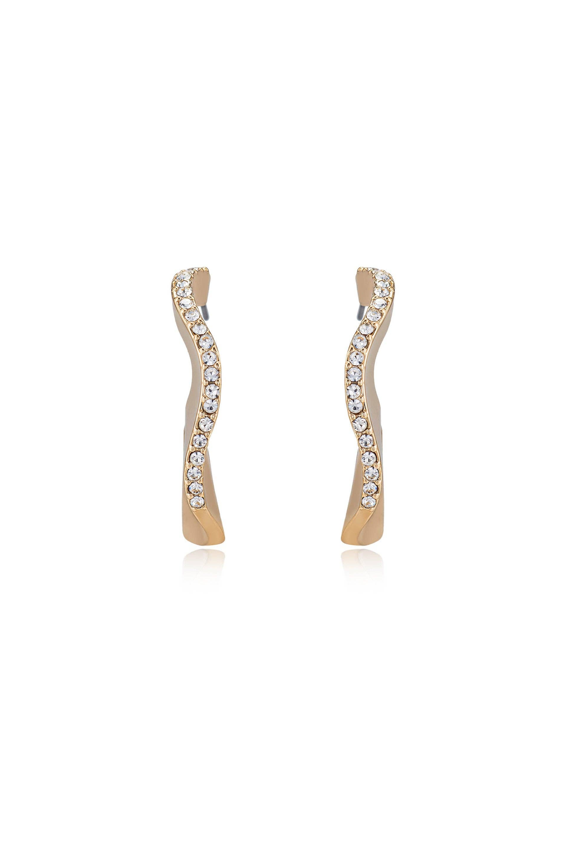 Ripple Pave Hoops: Clear Crystals