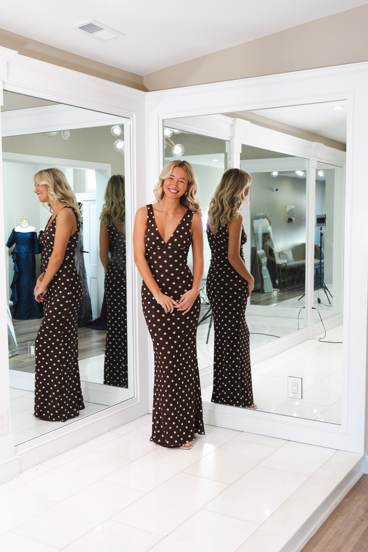 Chic Mesh Polka Dot Maxi Dress