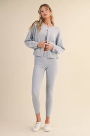 Knit Button Up Cardigan Sweater Blue