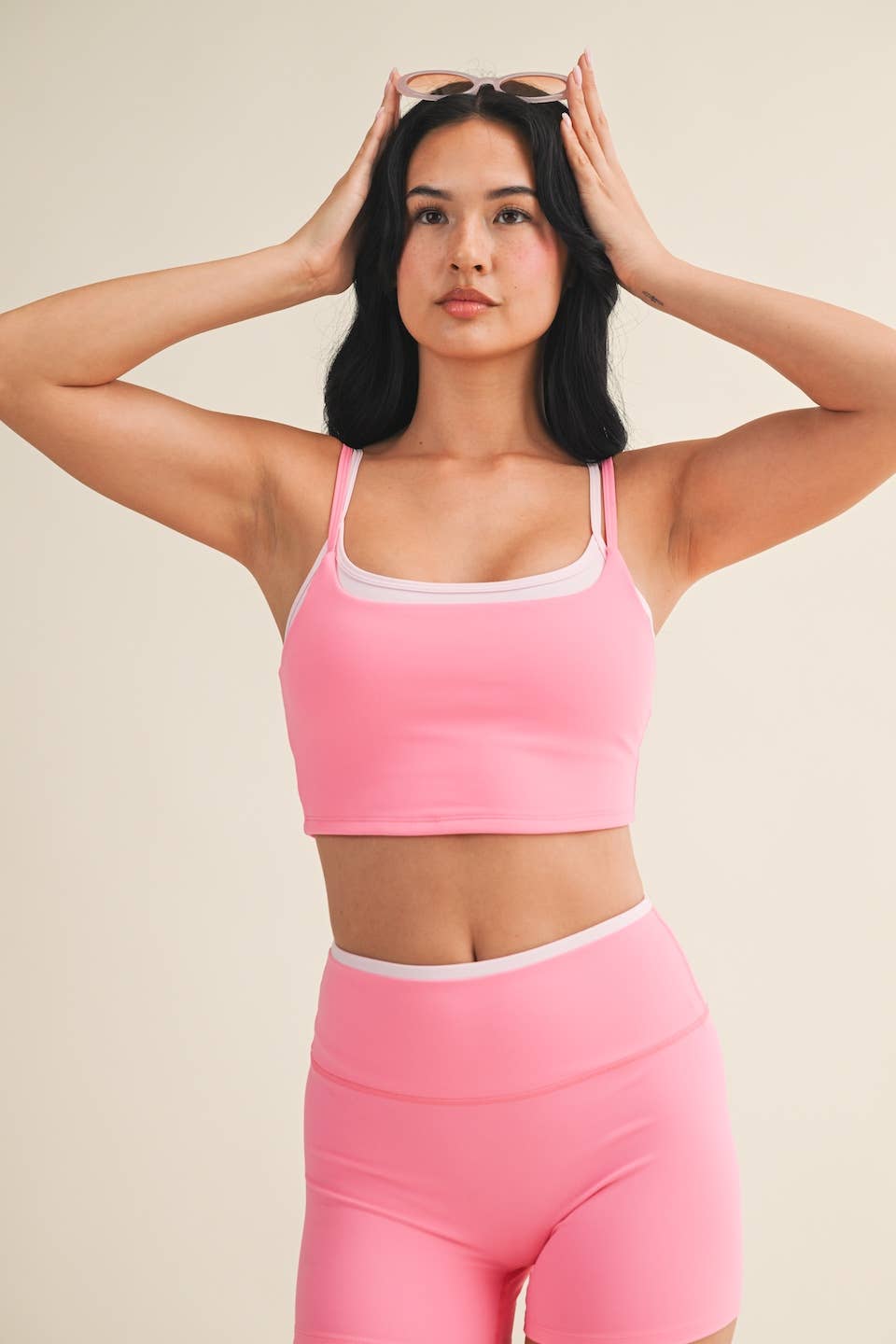Double Layered Tank Top: Hot Pink Combo