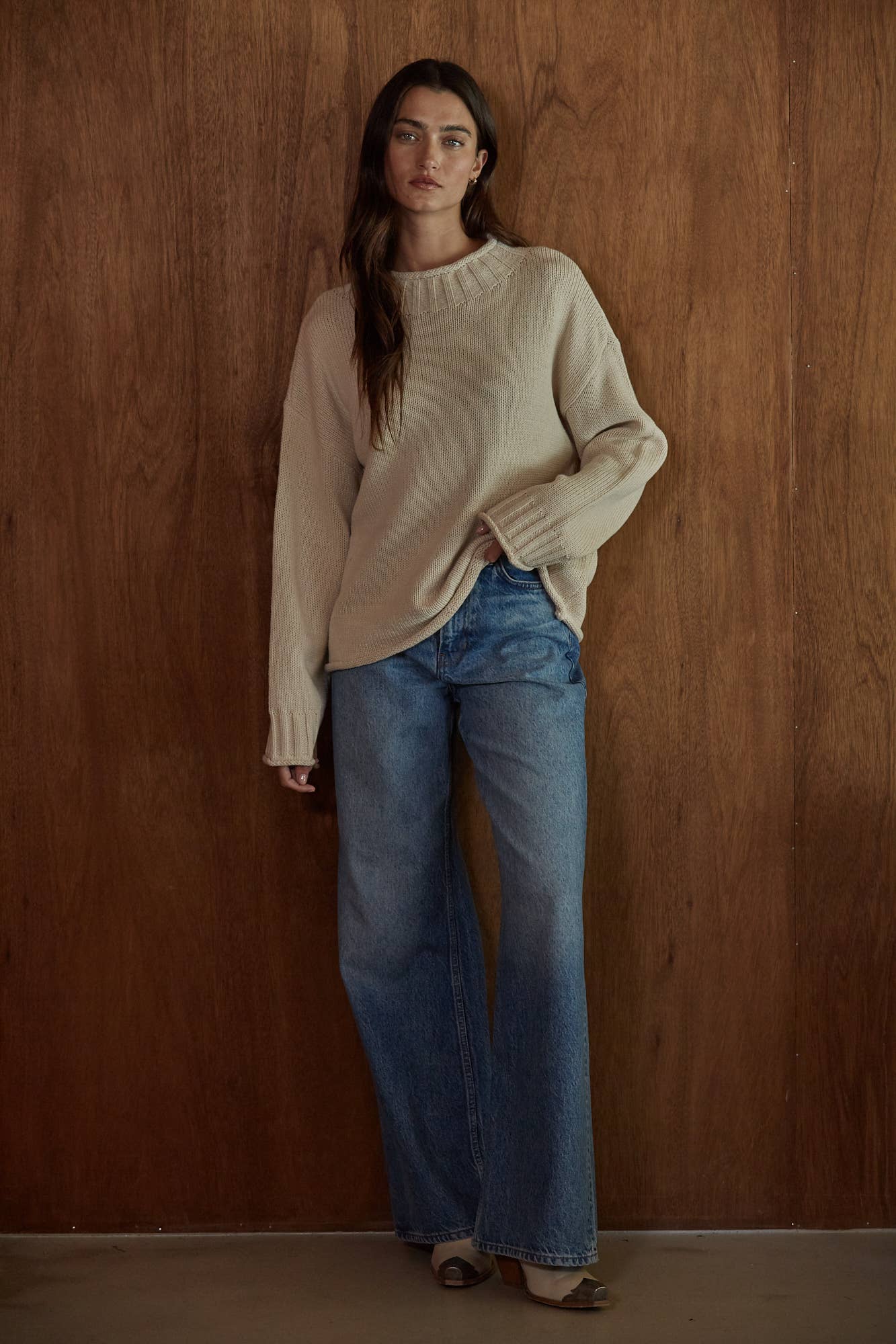 Alaina Mock Neck Tan