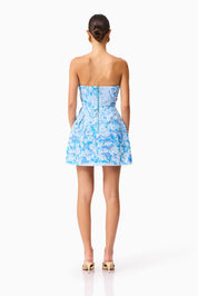 Roseate Floral Mini Dress in Blue EXCLUSIVE