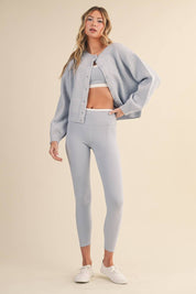 Knit Button Up Cardigan Sweater Blue