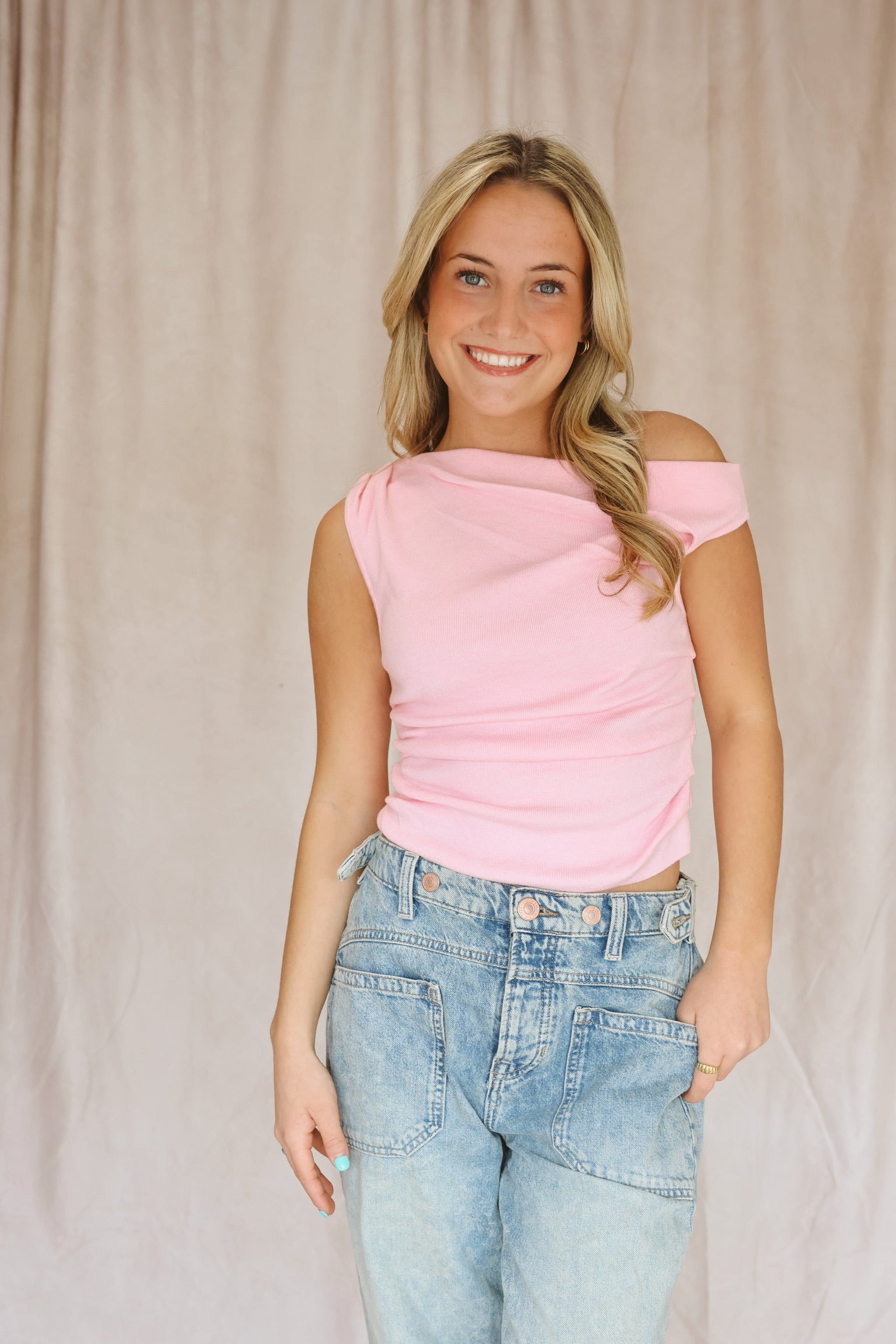 Katrina Asymmetrical Top Baby Pink