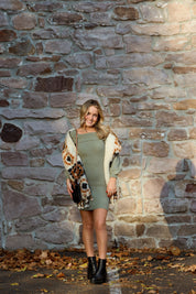 Eliza Off Shoulder Sweater Dress in Olive