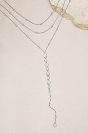 Bali Dreams Crystal Lariat Necklace: Clear Crystals with 18k Gold Plating