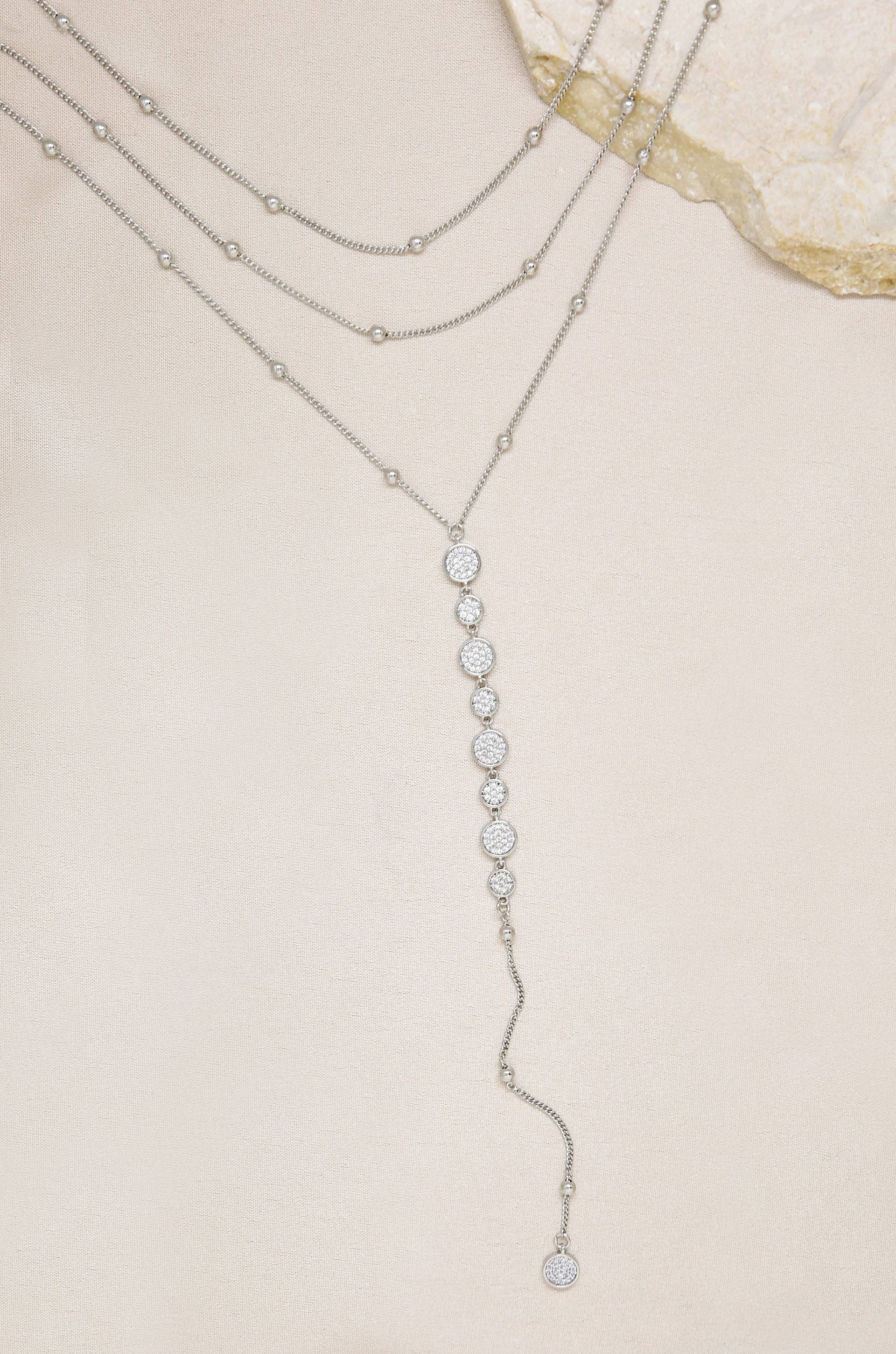 Bali Dreams Crystal Lariat Necklace: Clear Crystals with 18k Gold Plating