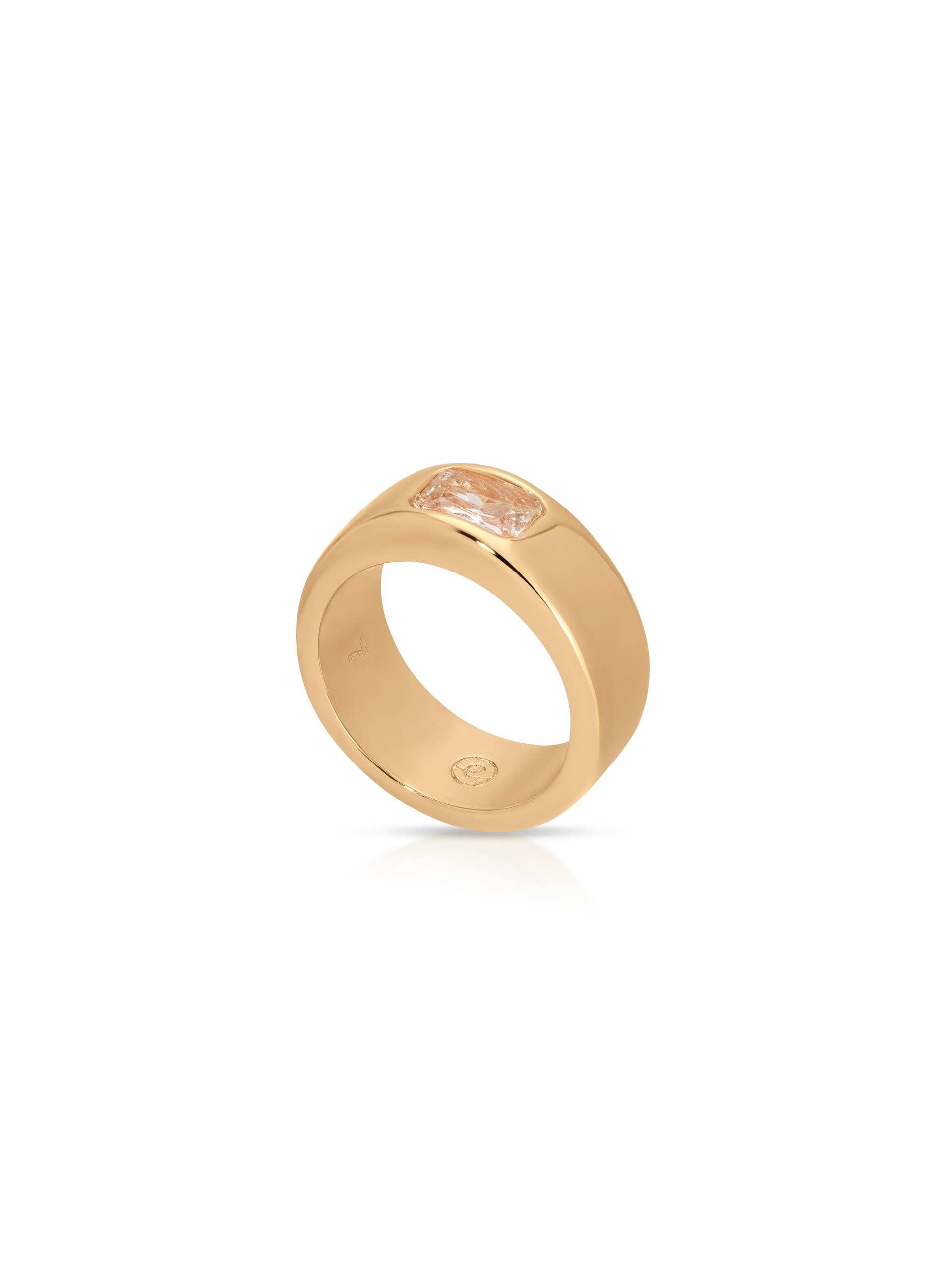 Emerald Cut Treasure Ring: Clear Crystal with 18k Gold Plating