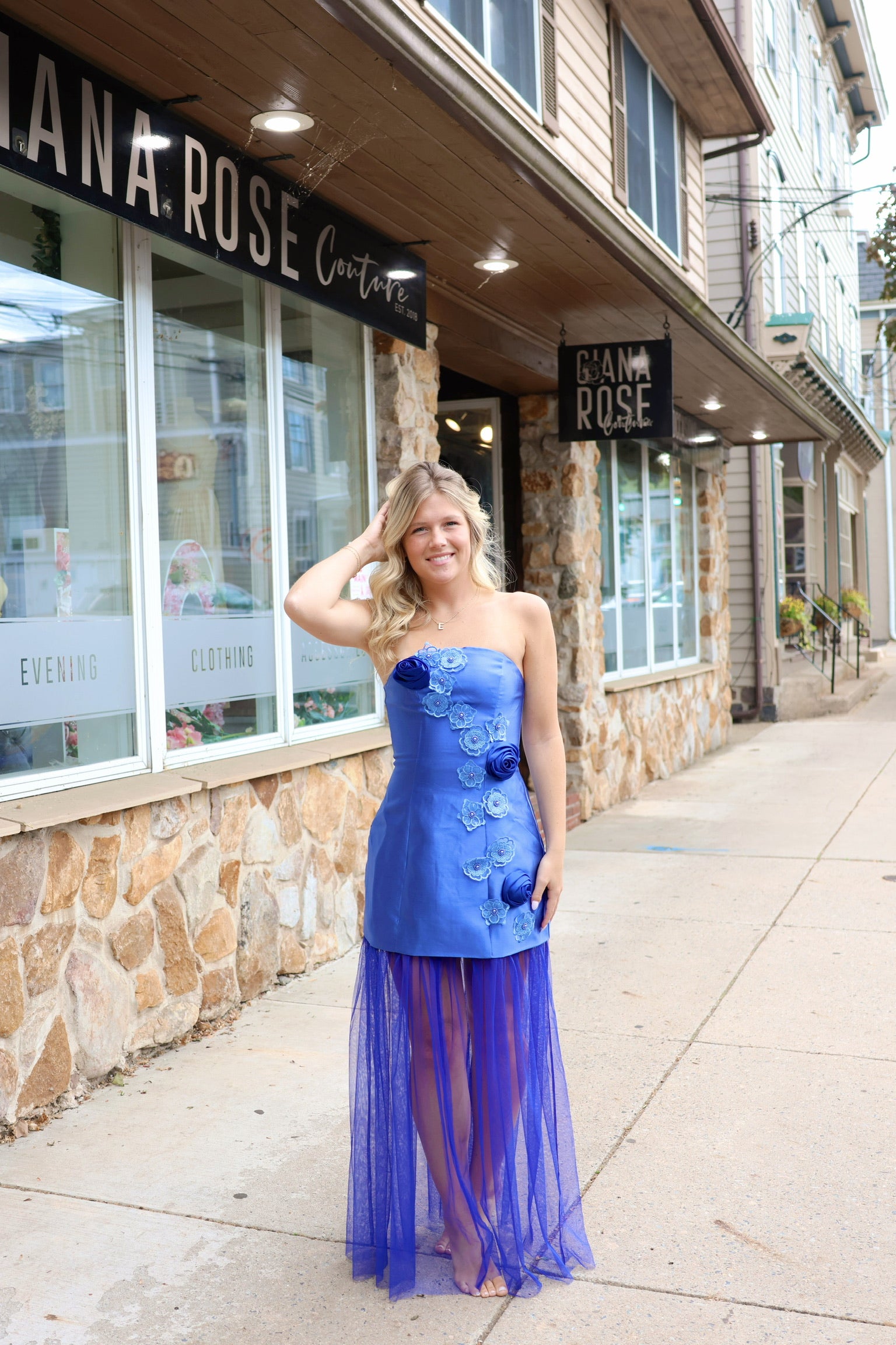 Oleander Strapless Maxi Dress In Cobalt by Elliatt