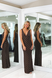 Chic Mesh Polka Dot Maxi Dress