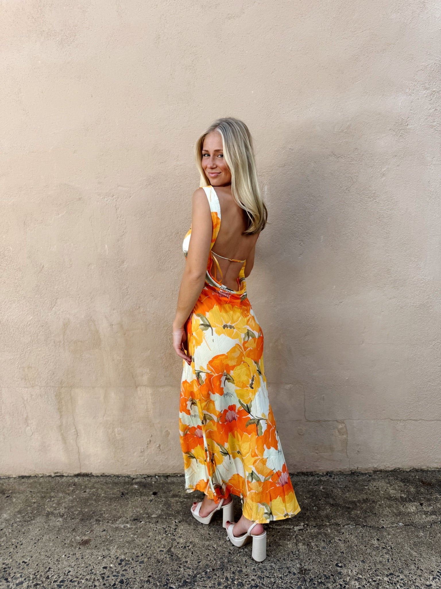 Citrus Bloom Maxi Orange Floral