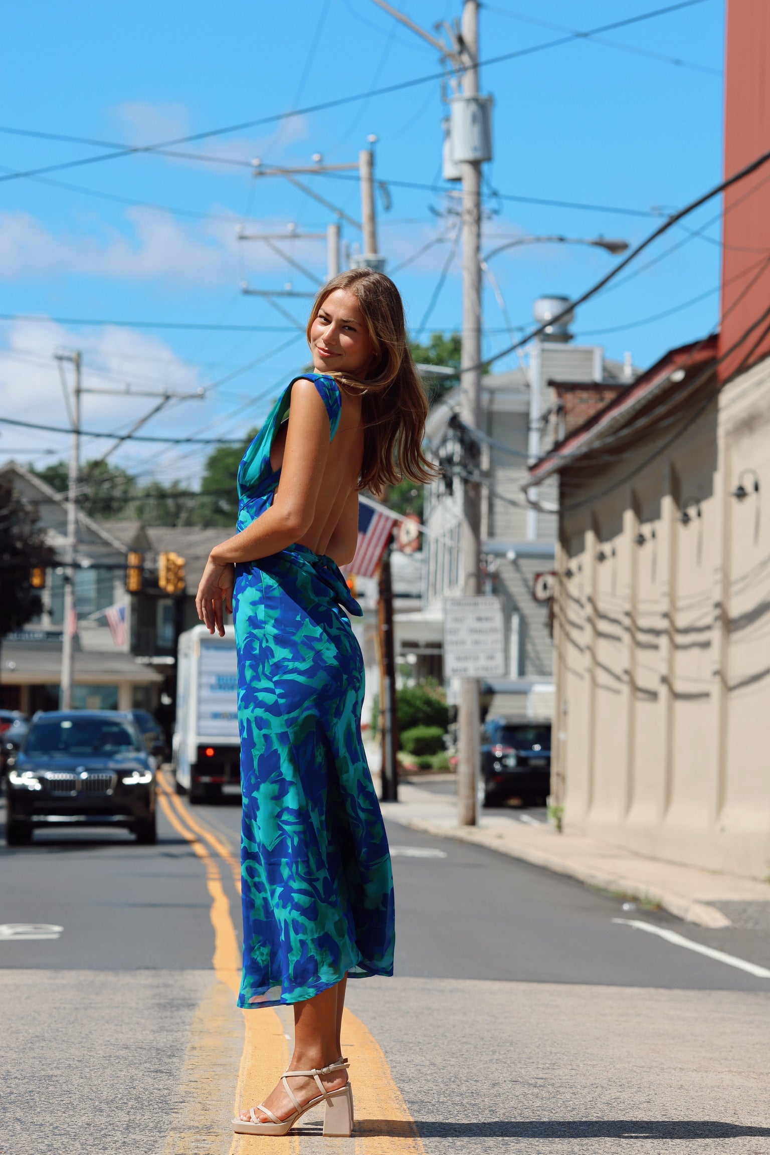 Bad Karma Chiffon Midi Blue/Green