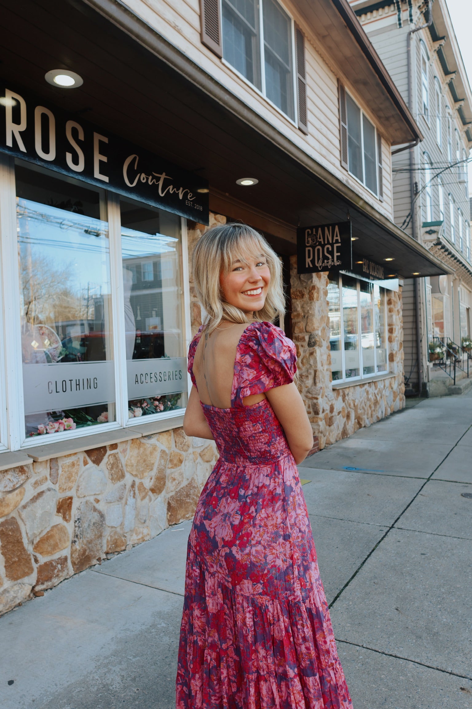 Sundrenched Short-Sleeve Maxi Dress / MAGENTA COMBO FP