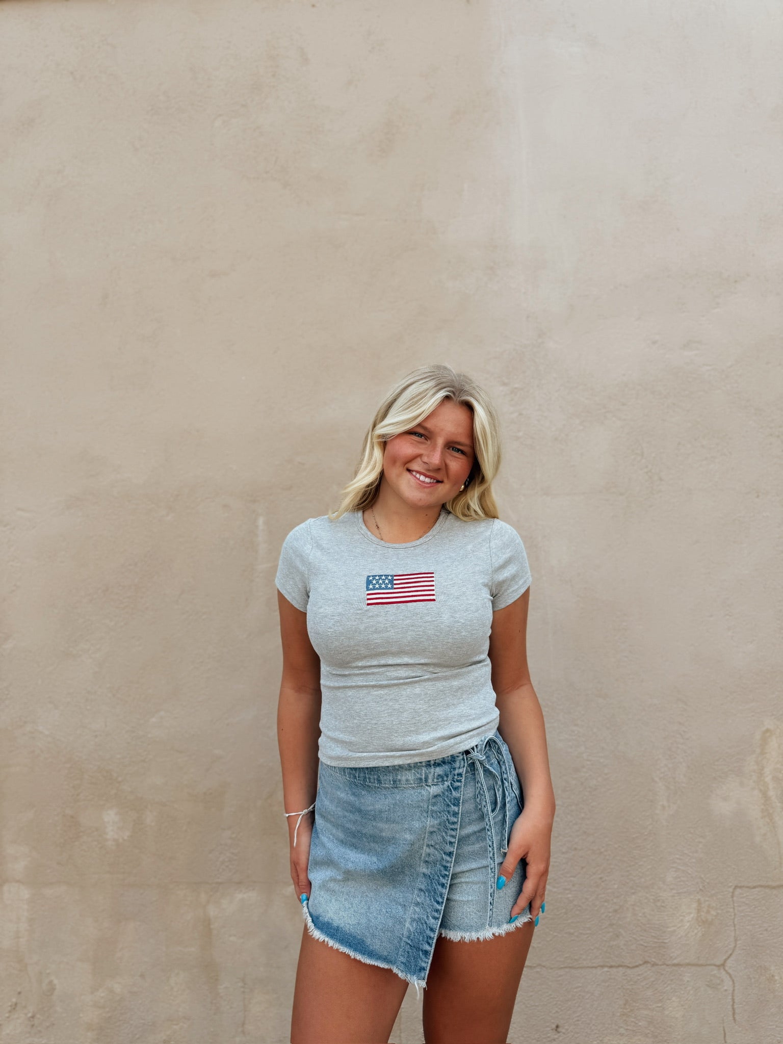 American Girl Baby Tee Dark Grey