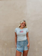 American Girl Baby Tee Dark Grey