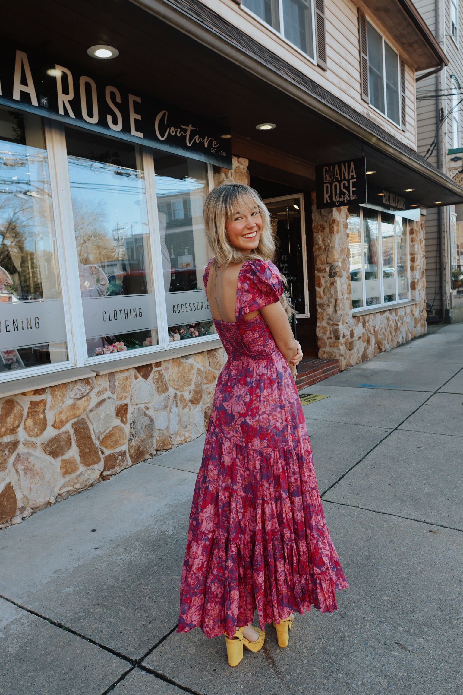 Sundrenched Short-Sleeve Maxi Dress / MAGENTA COMBO FP