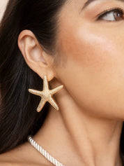 Statement Starfish Stud Earrings: 18k Gold Plated
