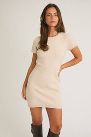 Mackenzie Knit Sweater T Shirt Dress in Cream