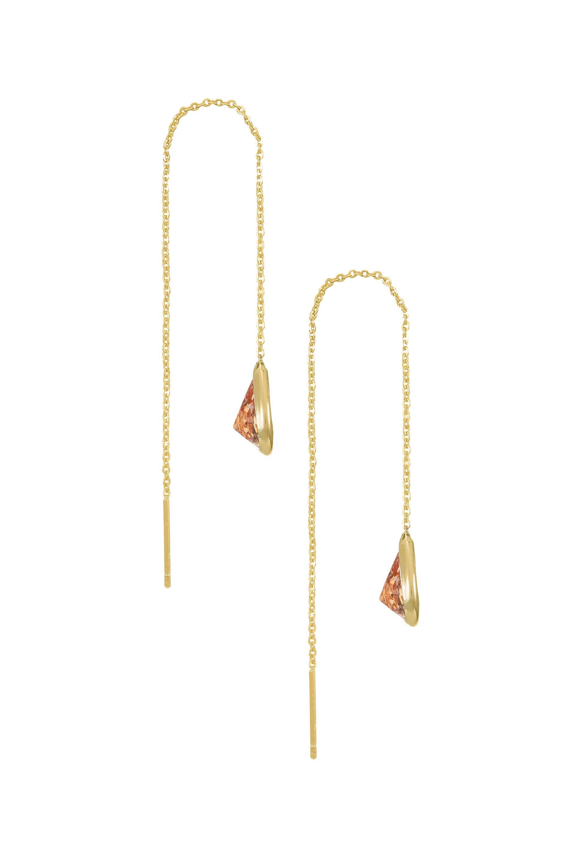 Barely There Chain and Crystal Dangle Earrings: Light Topaz Crystals with 18k Gold Plating
