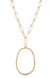 Large Oval Pendant Chain Link Necklace: 18k Gold Plated / One Size
