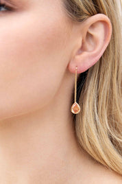 Barely There Chain and Crystal Dangle Earrings: Light Topaz Crystals with 18k Gold Plating