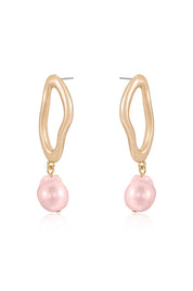 Open Circle Freshwater Pearl Earrings: White Pearl with 18k Gold Plating
