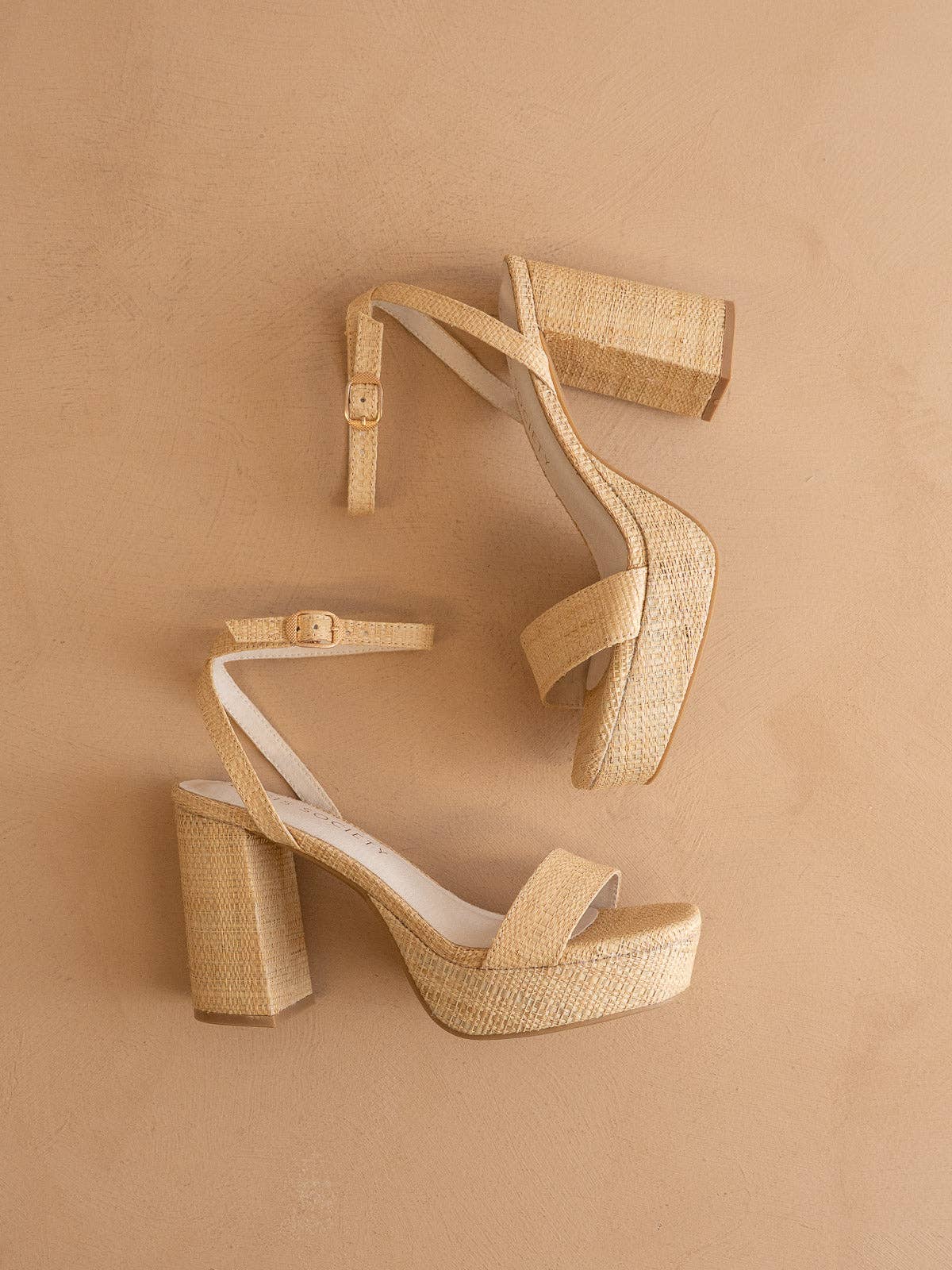 The Olympia | Natural Raffia Platform Heel Natural