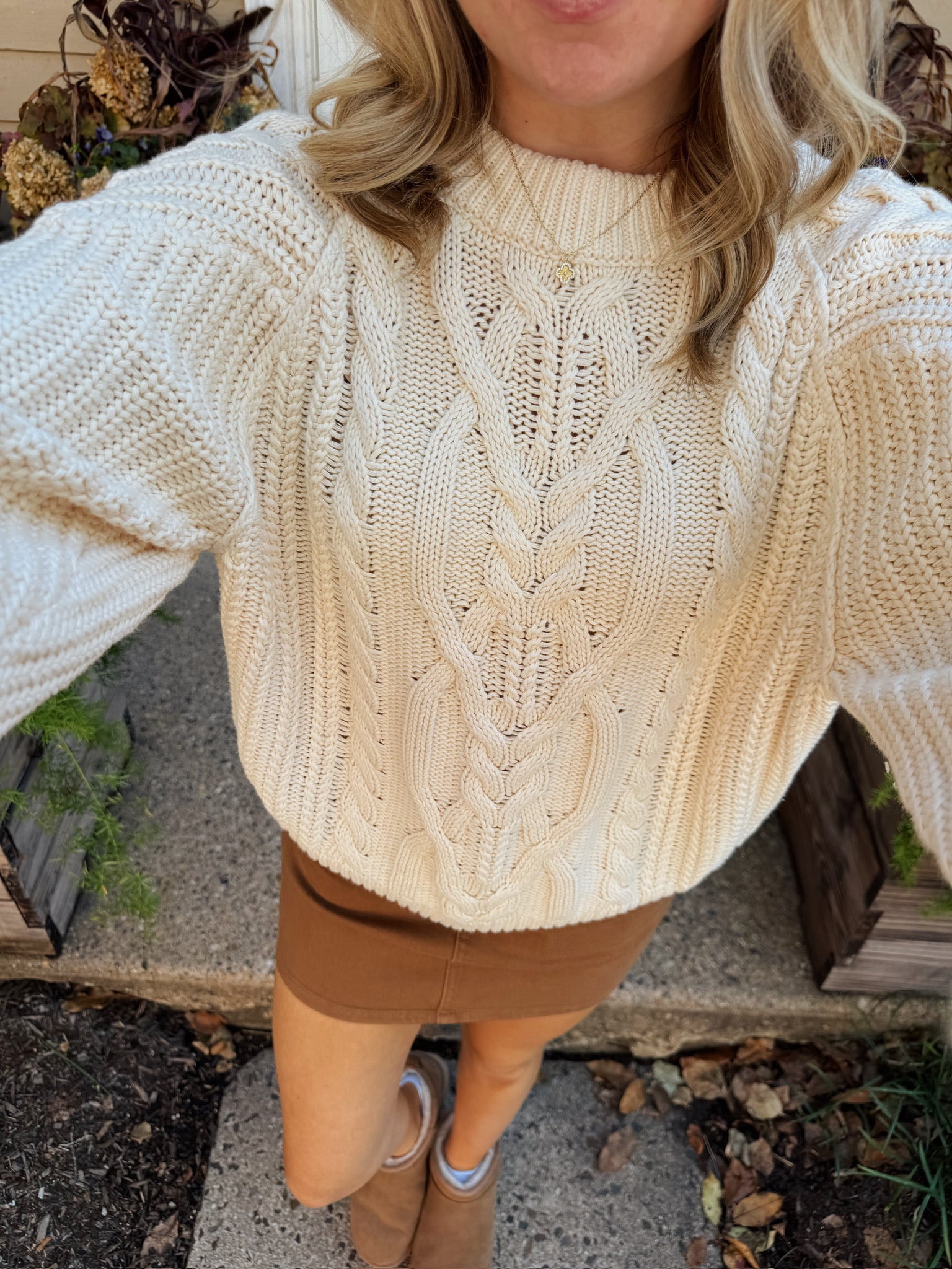 Frankie Cable Knit Sweater in Buttercream