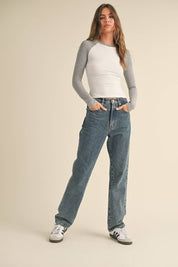 Y2K Raglan Long Sleeve Tee: Chocolate