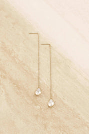 Barely There Chain and Crystal Dangle Earrings: Light Topaz Crystals with 18k Gold Plating