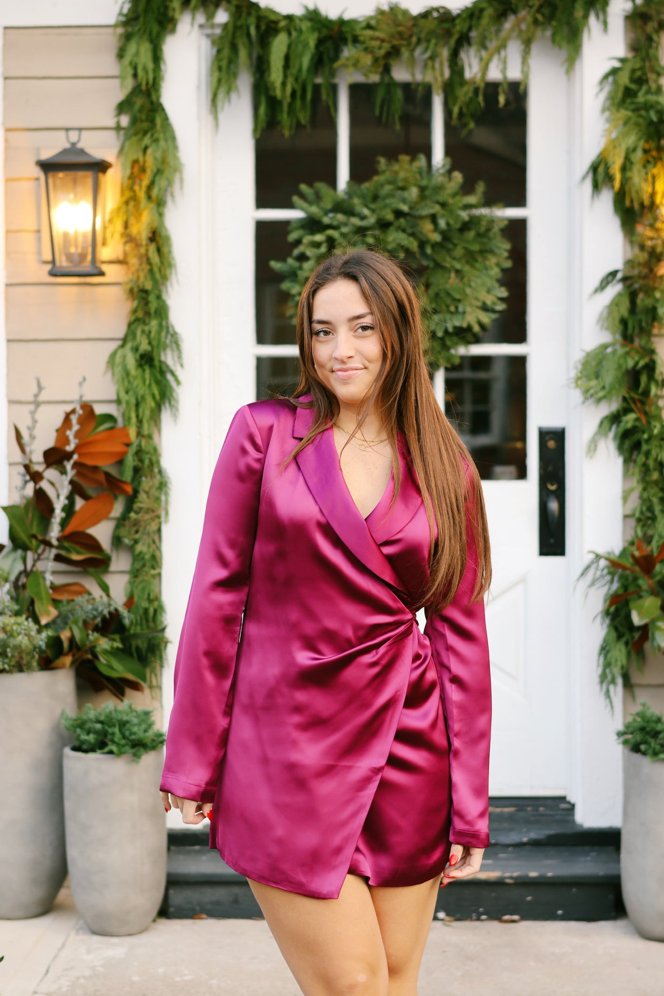 satin wrap blazer dress Autumn Paisley Satin Blazer Dress
