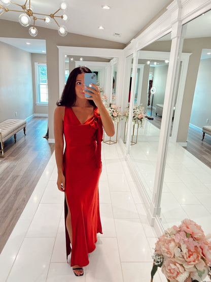 Divine Love Satin Midi Red