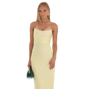 Corset Strapless Maxi Dress in Yellow