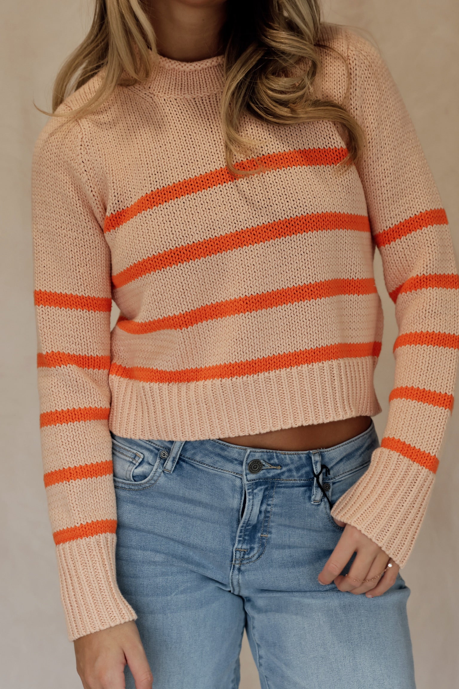 Piper Stripe Sweater Blush Lt Orange