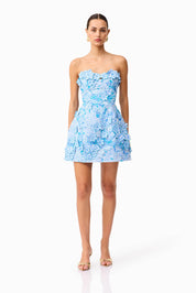 Roseate Floral Mini Dress in Blue EXCLUSIVE
