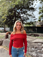 Kerianne Off The Shoulder Top Red