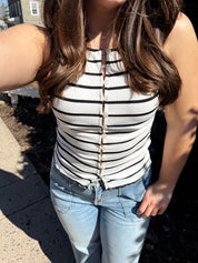 Tilly Striped Tank in Black/White Combo