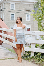 Tweed Mini Skirt Blue