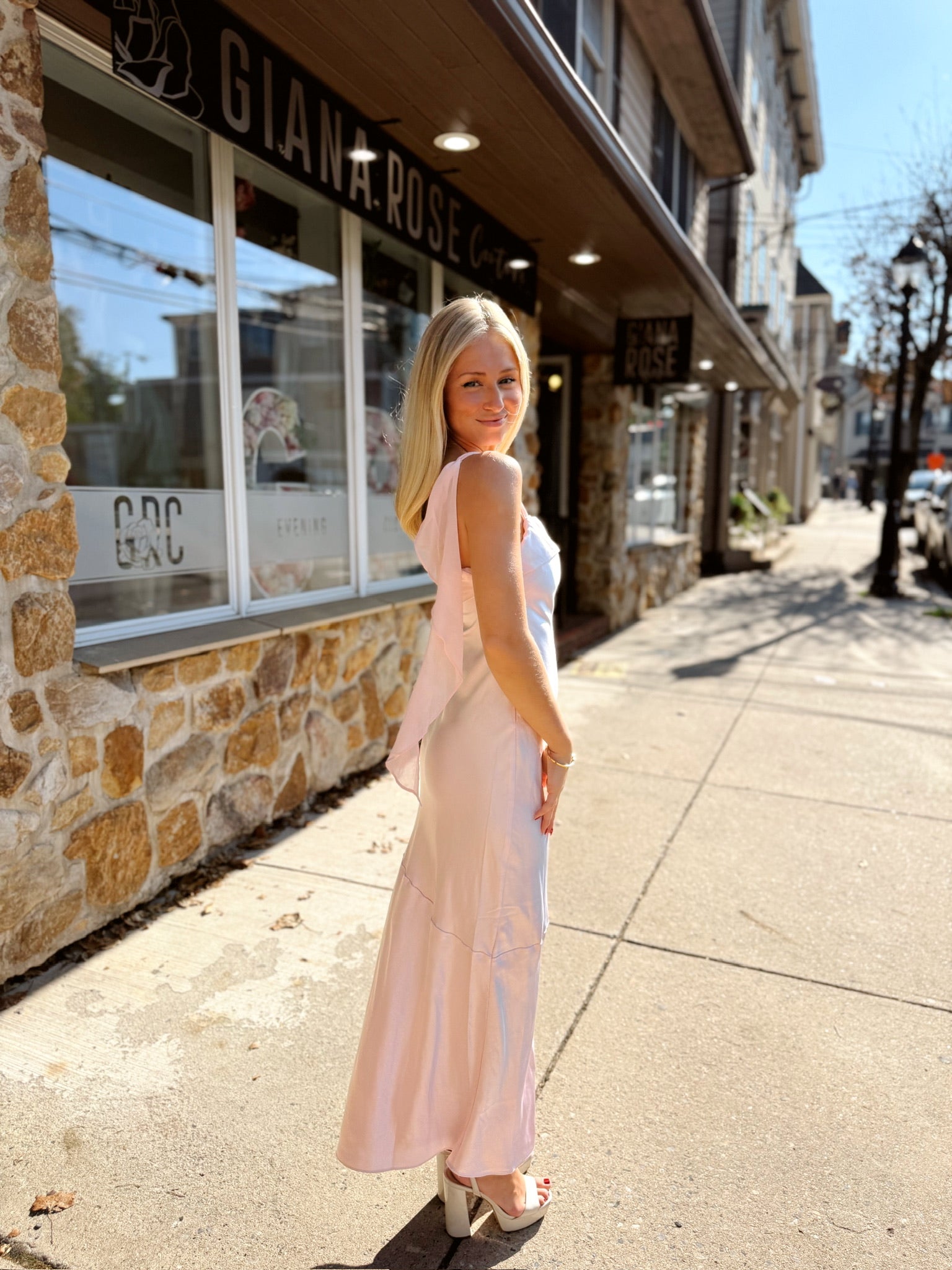 Swept Away Satin Maxi Blush