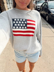 Home of the Free Sweater Heather Grey