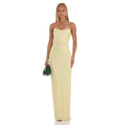 Corset Strapless Maxi Dress in Yellow
