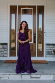 Jamie Ruffled High Low Maxi Dress in Plum | Lulus