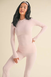 Soft Knit Jersey Long Sleeve Tee in Pink