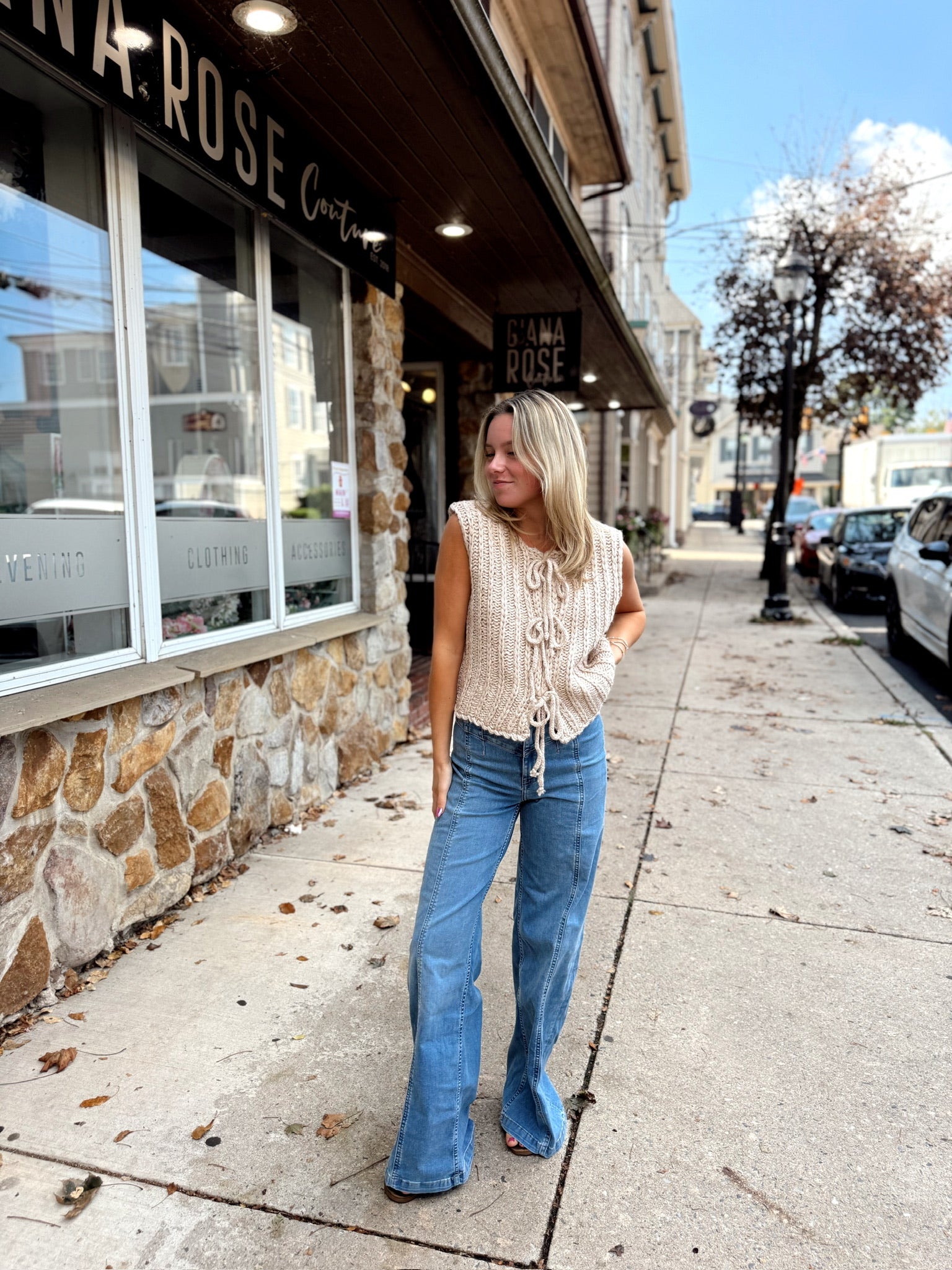 Tied Up Hugs Sweater Vest Oatmeal