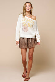 Satin Lace Trim Shorts : Mocha