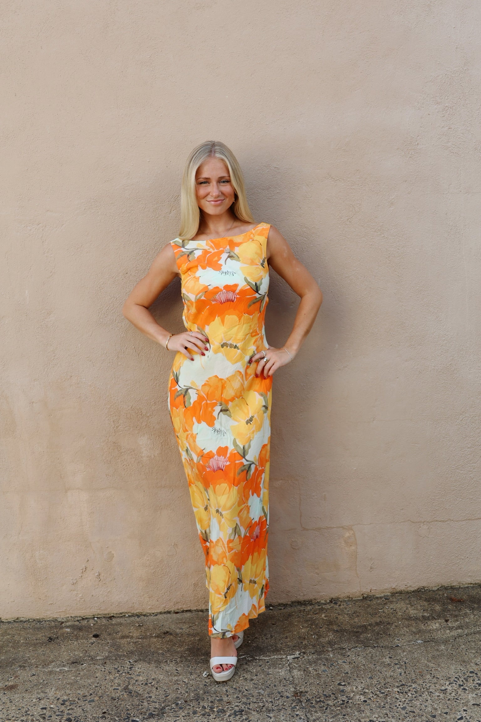 Citrus Bloom Maxi Orange Floral