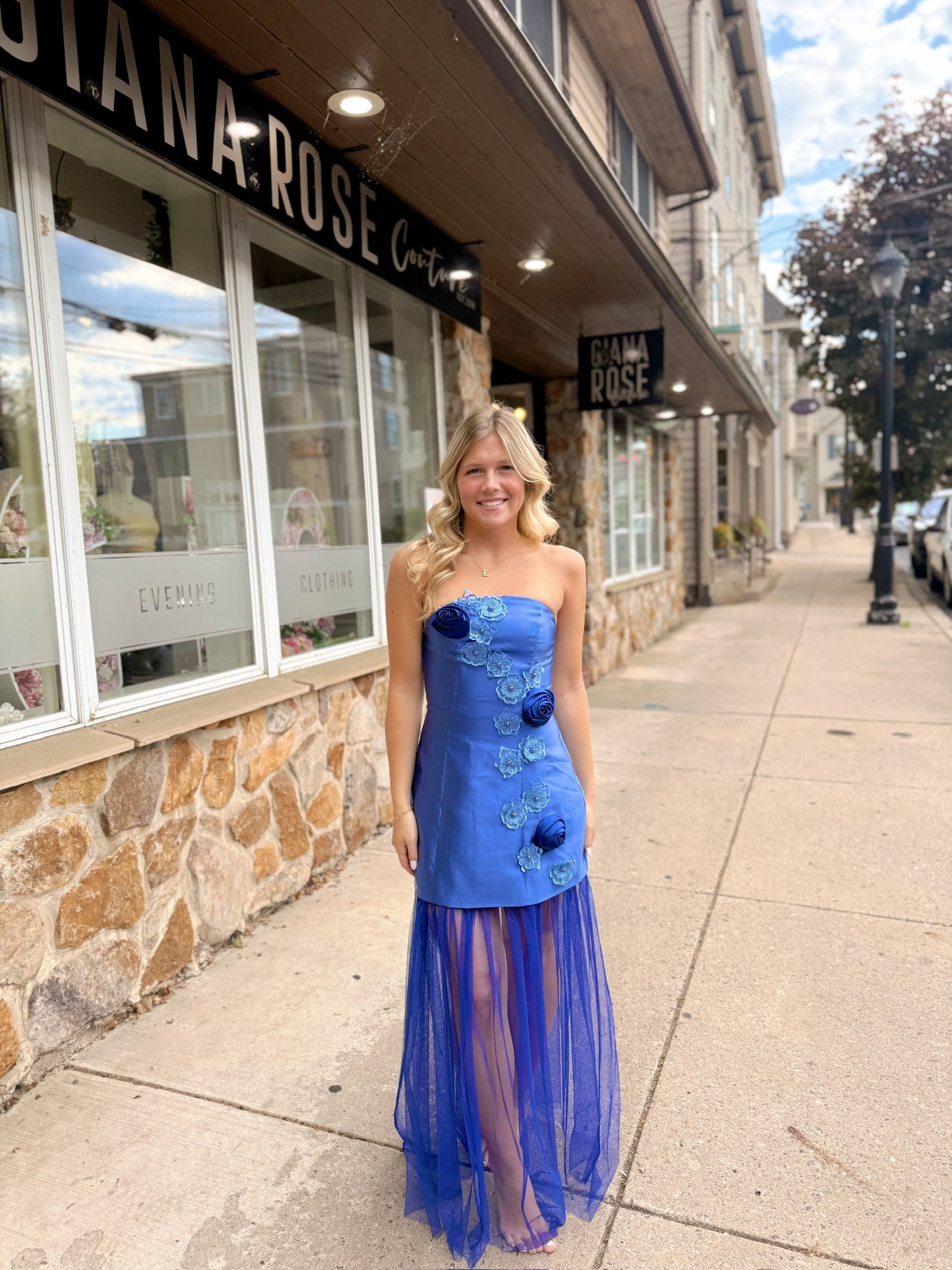 Oleander Strapless Maxi Dress In Cobalt by Elliatt