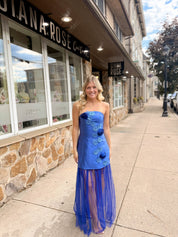 Oleander Strapless Maxi Dress In Cobalt by Elliatt